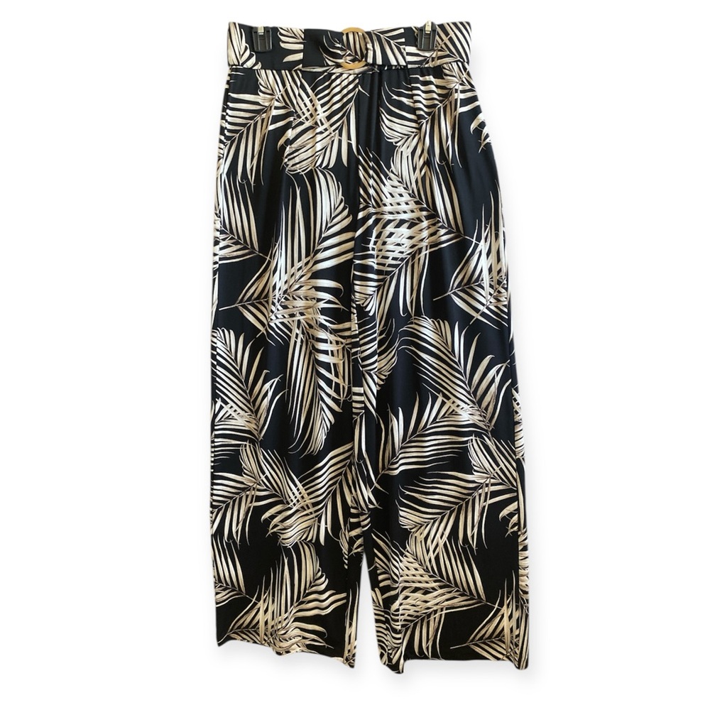 White House Black Market Wide Leg Leaf Print Pants